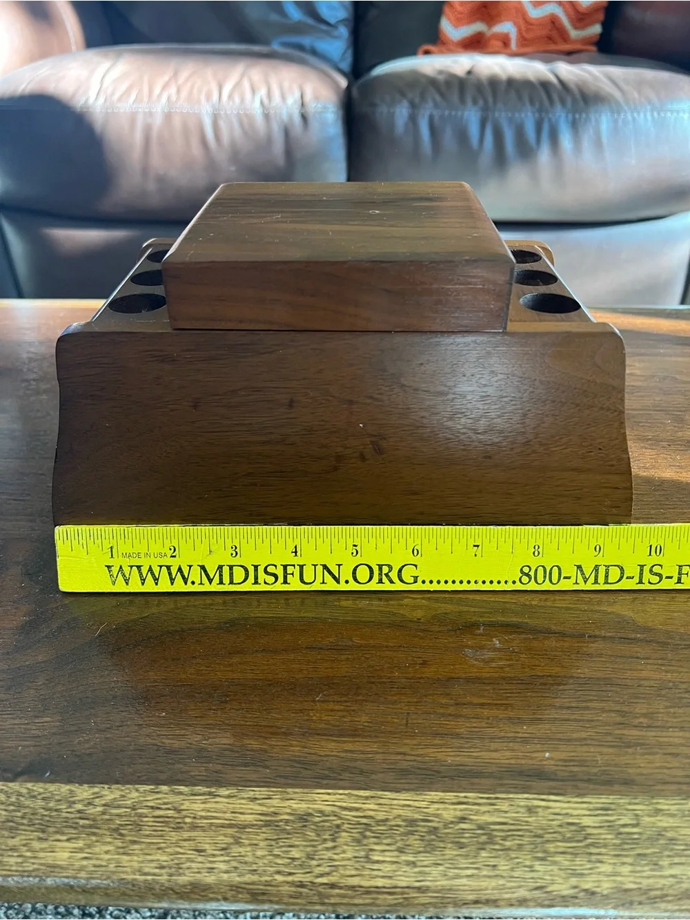 Vintage Fairfax Classic Wood 6-Pipe Holder/Display with Humidor Box